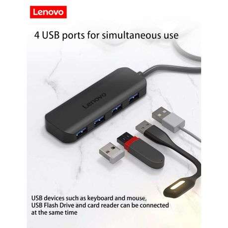 Lenovo - A601 - USB Hub 4-Port USB 3.0 Splitter Charging Supported - Black
