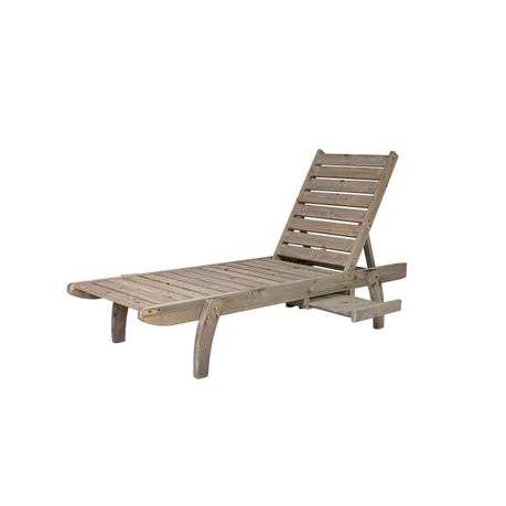 Hazlo Solid Wooden Outdoor Sun Pool Lounger Chair & Pull out Tray - Grey