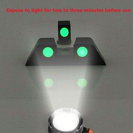 Luminous Glow in Dark Fiber Optic Front and Rear Pistol Sight