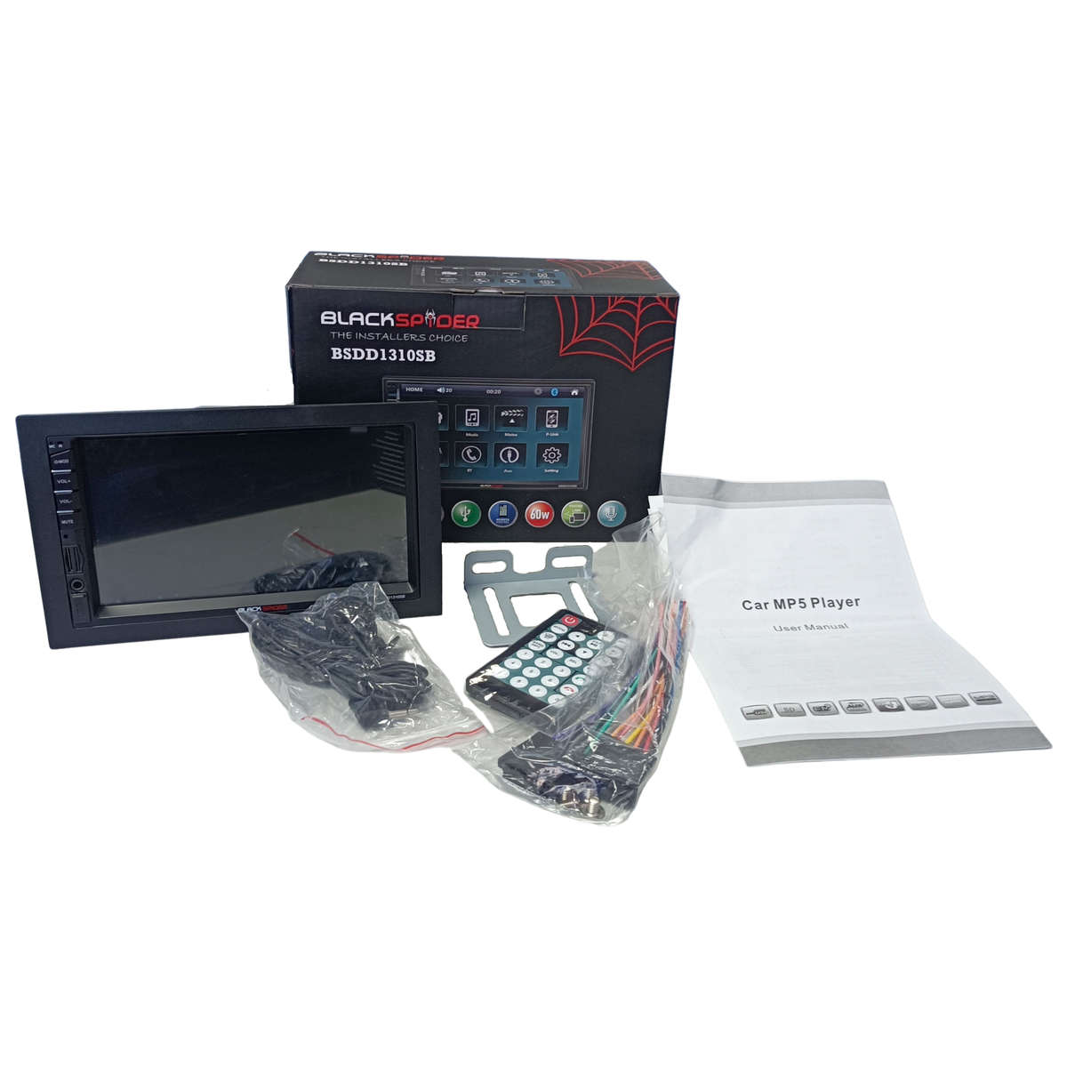 Blackspider BSDD1310SB Short Bass 2DIN Media Player with BT/USB/AUX