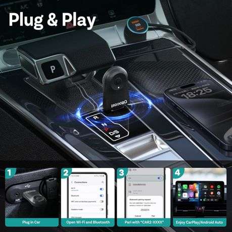Wireless Smartphone Integration Adapter for CarPlay and Android Auto - 2-in-1 Mini
