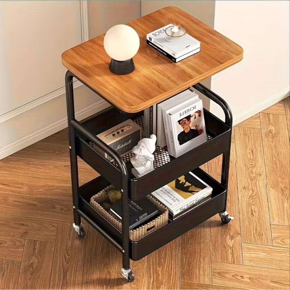 Nordic Moveable Double-Layer Side-Table Storage Trolley