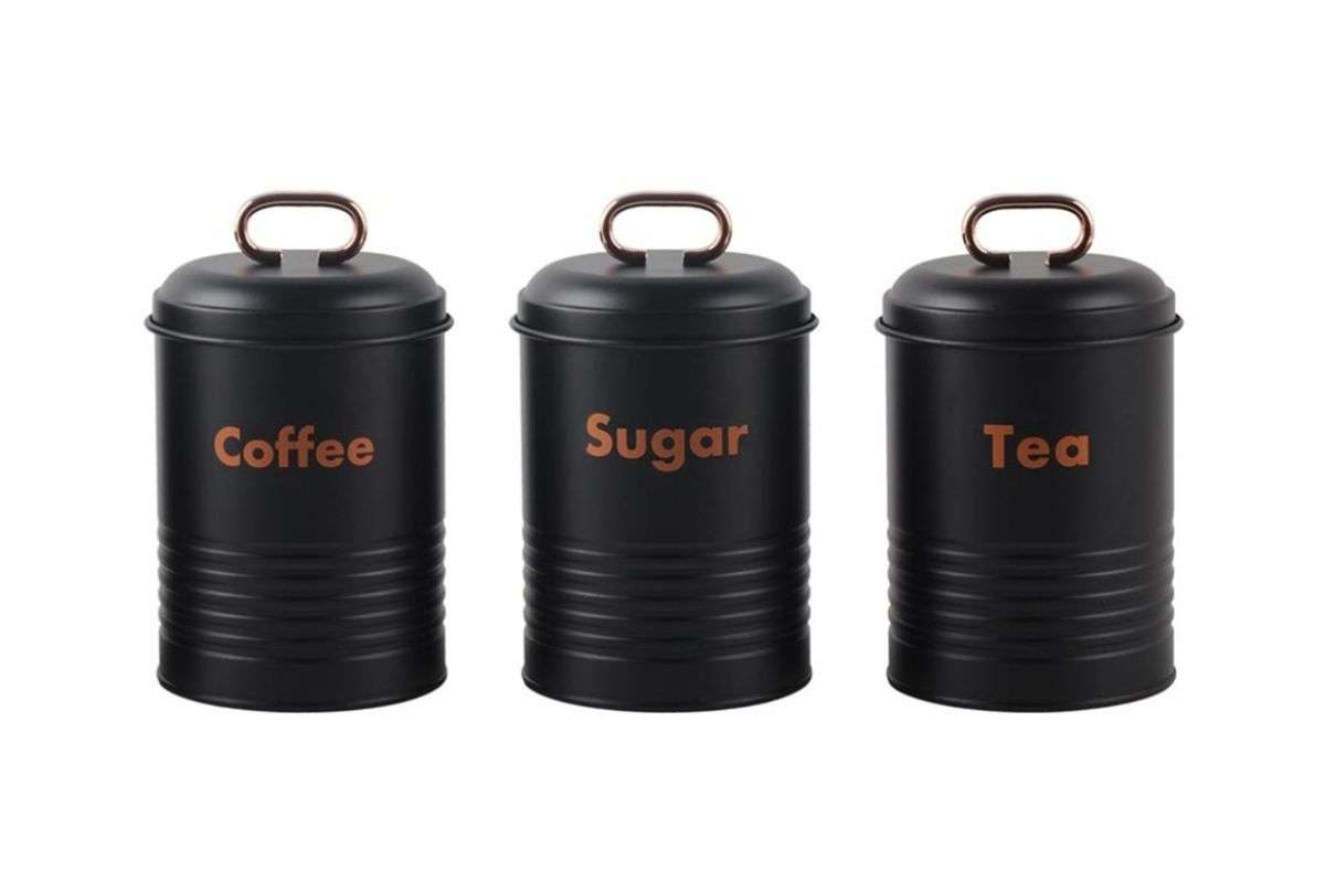 Breadbin Steel Design with 3 Piece Matching Canister Set