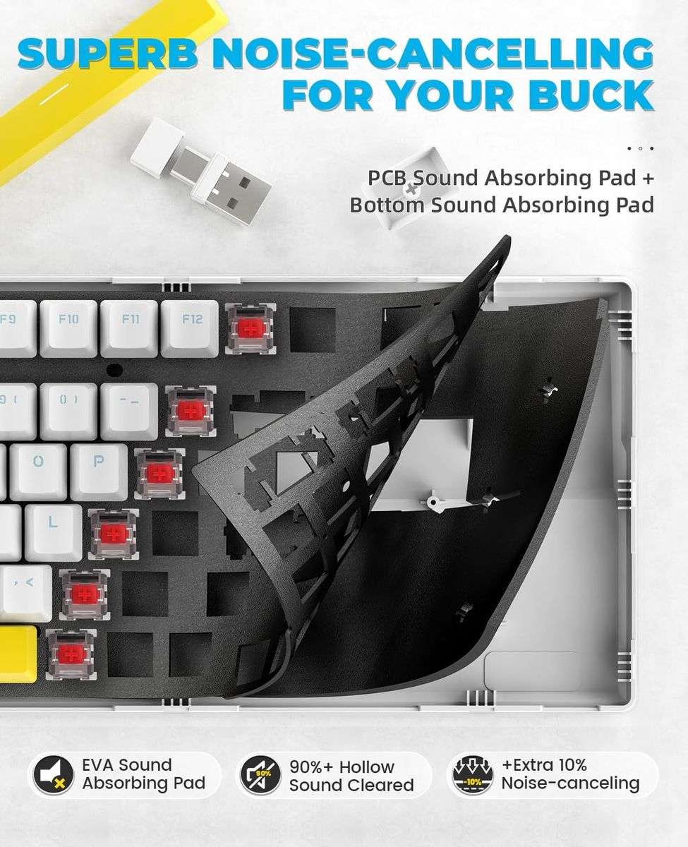 RedSwitch Bluetooth 5.0/2.4Ghz Wireless Mechanical Keyboard - Grey Orange