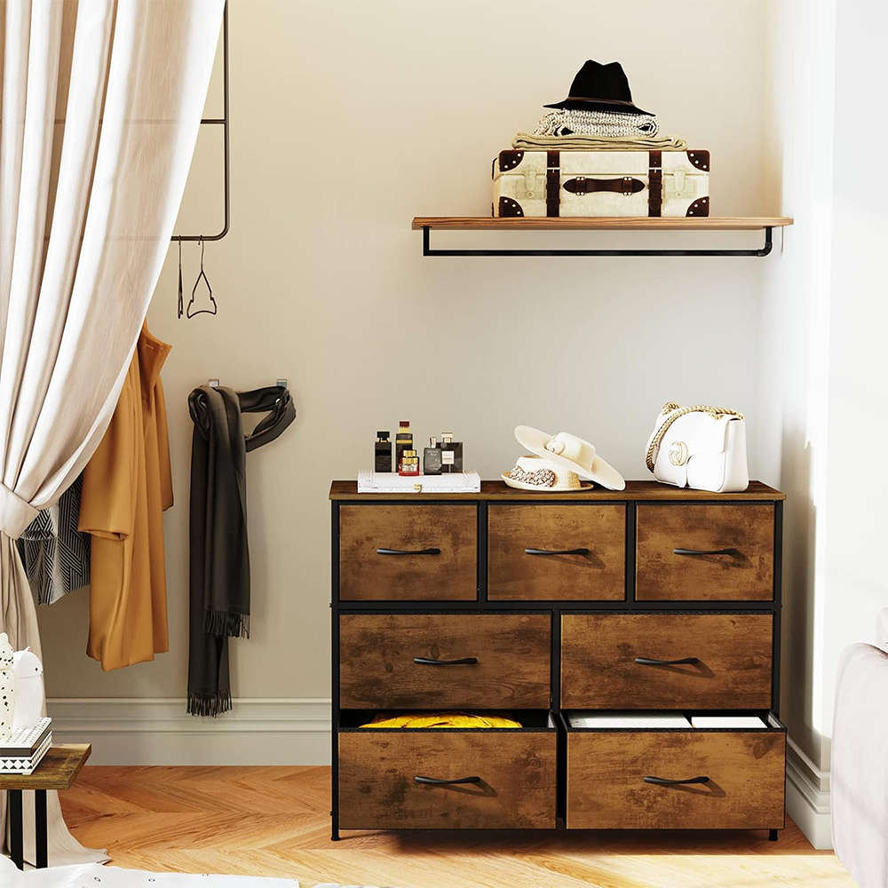 7-Drawer Storage Cabinet - wood grain