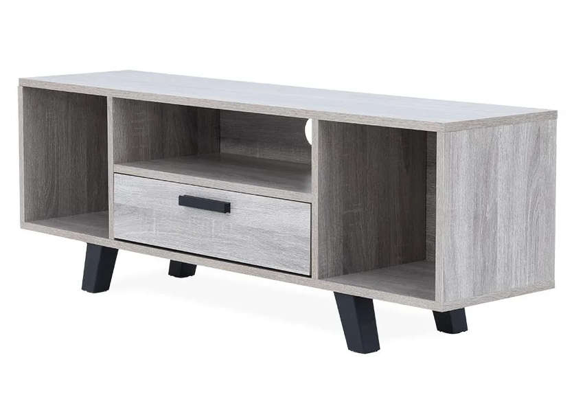 Modern TV Unit with Hinged Storage Door & Open Shelves - MDF Superwood -Napa