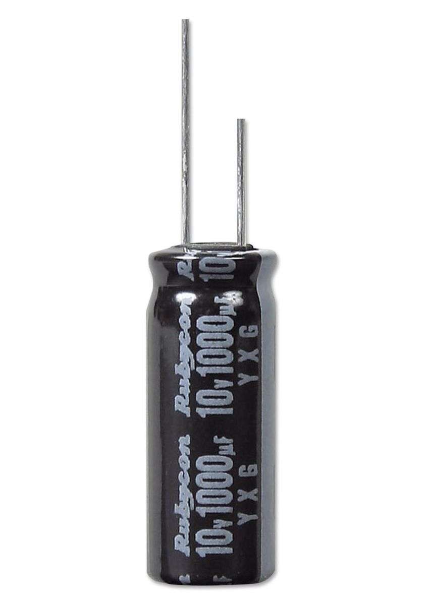 Rubycon (63YXG820MEFC18X25) Electrolytic Capacitor, Miniature, 820µF, 63V