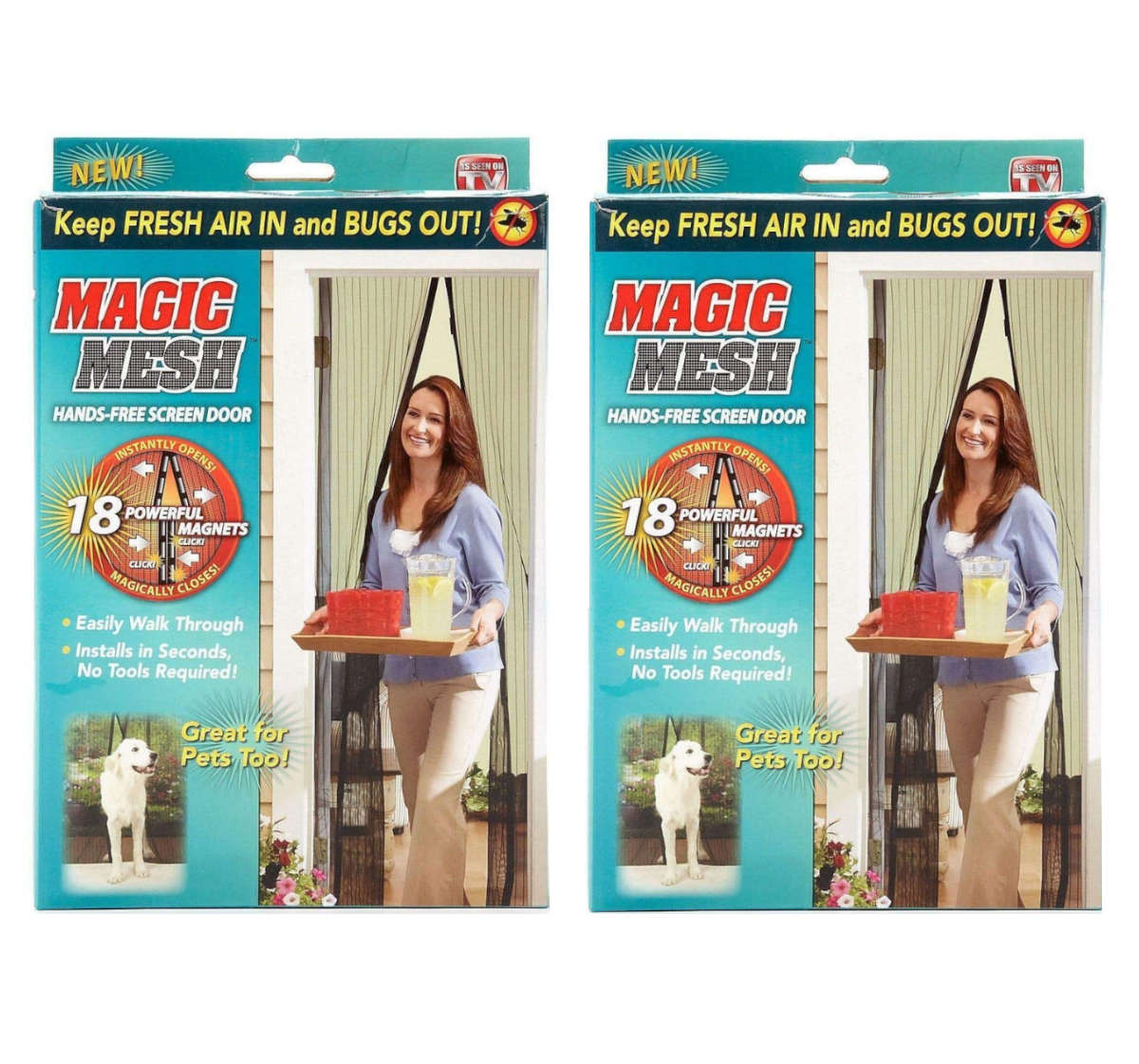 Pack of 2 - Magic Mesh - Hands-Free Magnetic Screen Door
