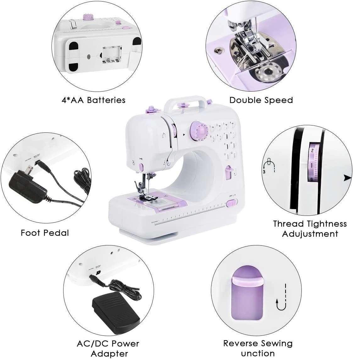 Portable Sewing Machine,12 Stitches 2 Speed Heavy Duty Sew Machine