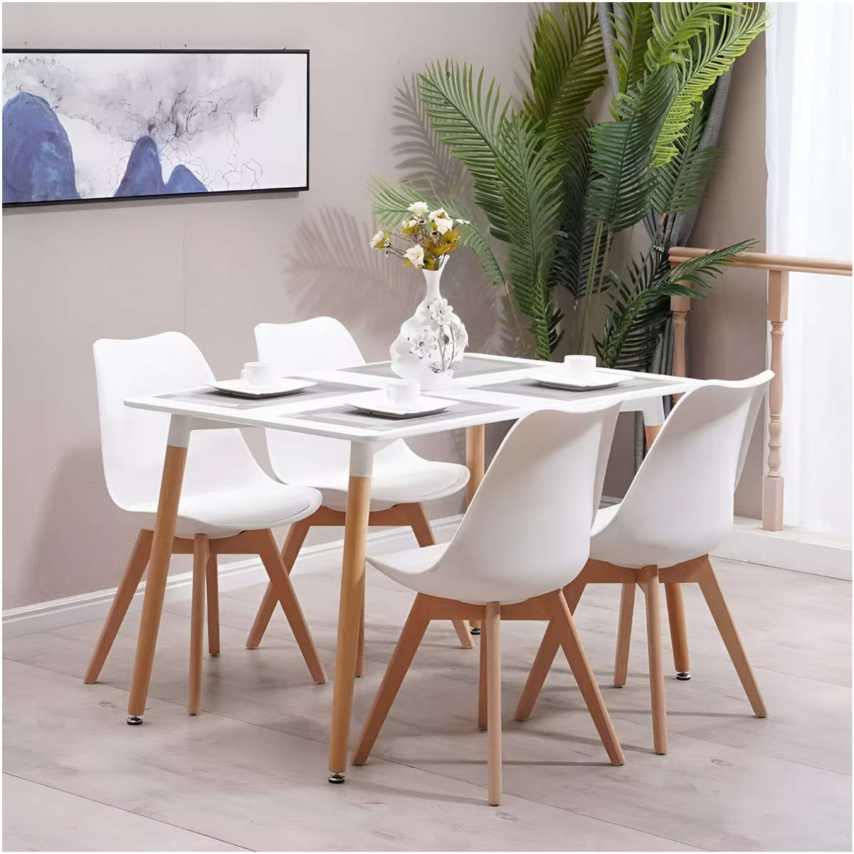 Set Of 6 Multi-Function Modern Plastic Dining Chair with Wooden Legs