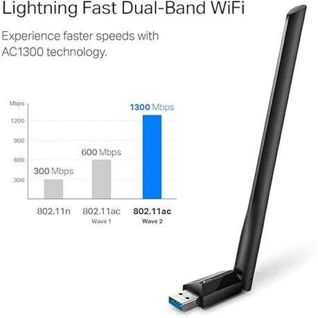 Tp-Link - Archer T3U Plus AC1300 High Gain Wireless Dual-Band USB Adapter - Tp-Link - Archer T3U ...