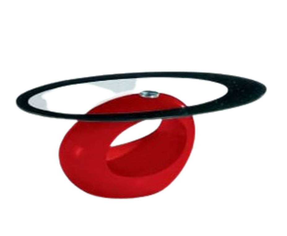 Coffee Tables - Oval Tempered Glass - Red