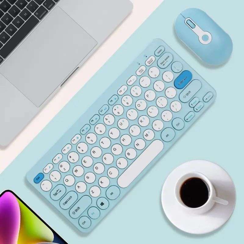 Open box Mini Wireless Keyboard and Mouse Set - Blue, White