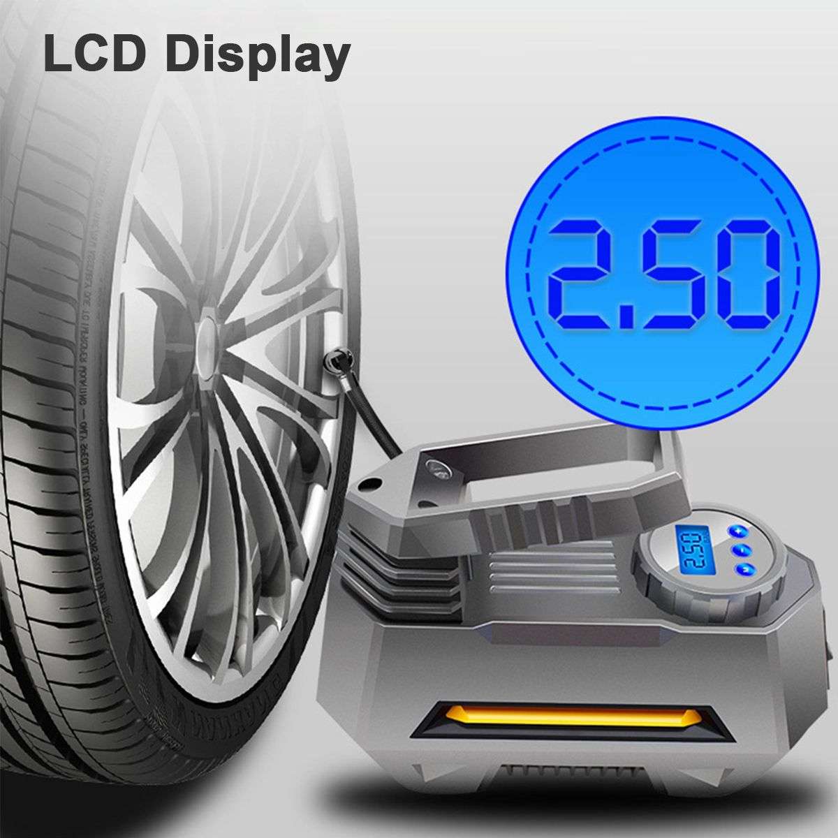 Portable Air Compressor Digital Car Tyre Pump 12V DC with LED Light
