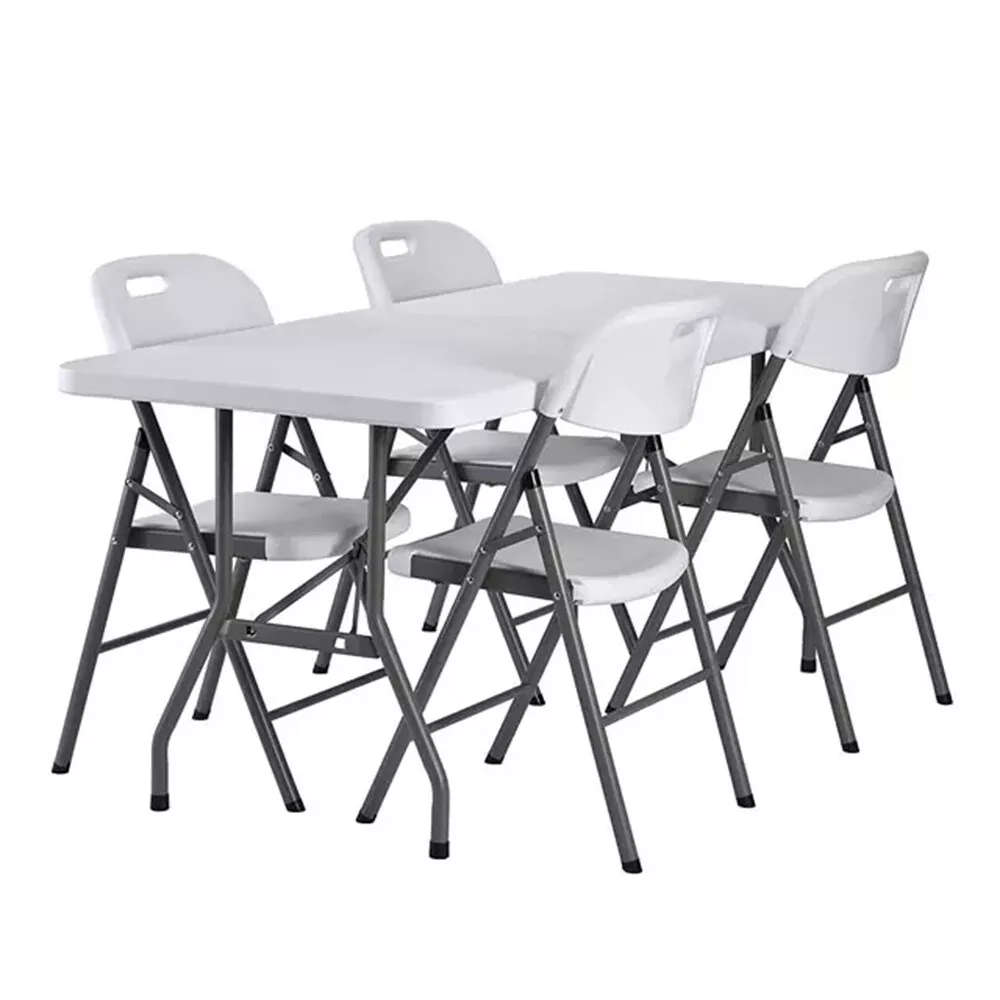 Foldable Table and Chairs Set - 5-Piece white- Indoor & Outdoor Use