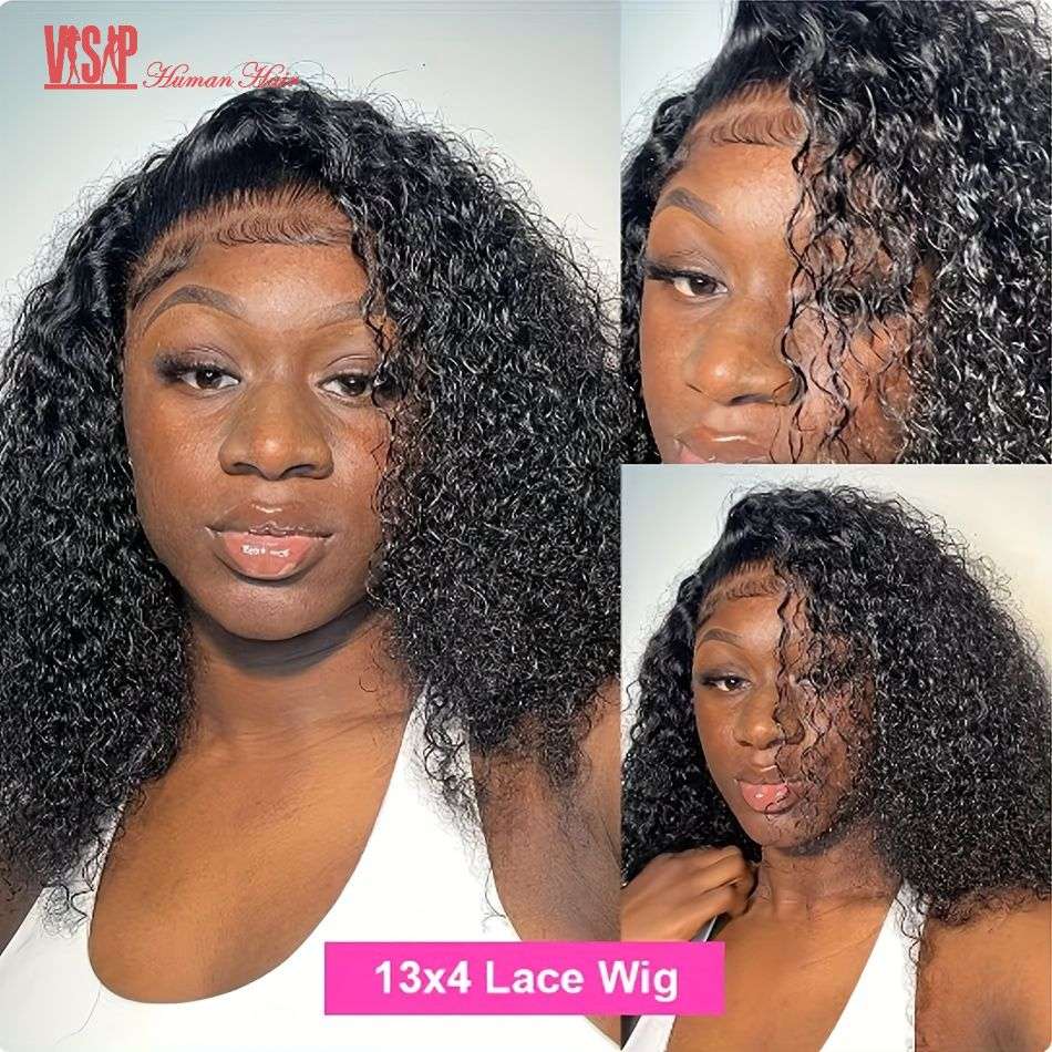 14" Curly Hair-Deep Wave Bob 13x4 Lace Frontal Wig Glueless
