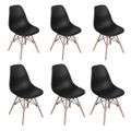 Wooden Leg Dining Chairs - Pack of Six - Black Colour