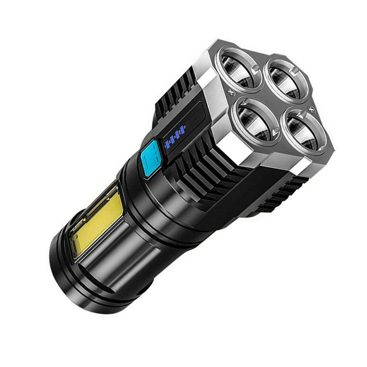 Super Bright COB LED Torch 4-Core Usb Rechargeable Flashlight