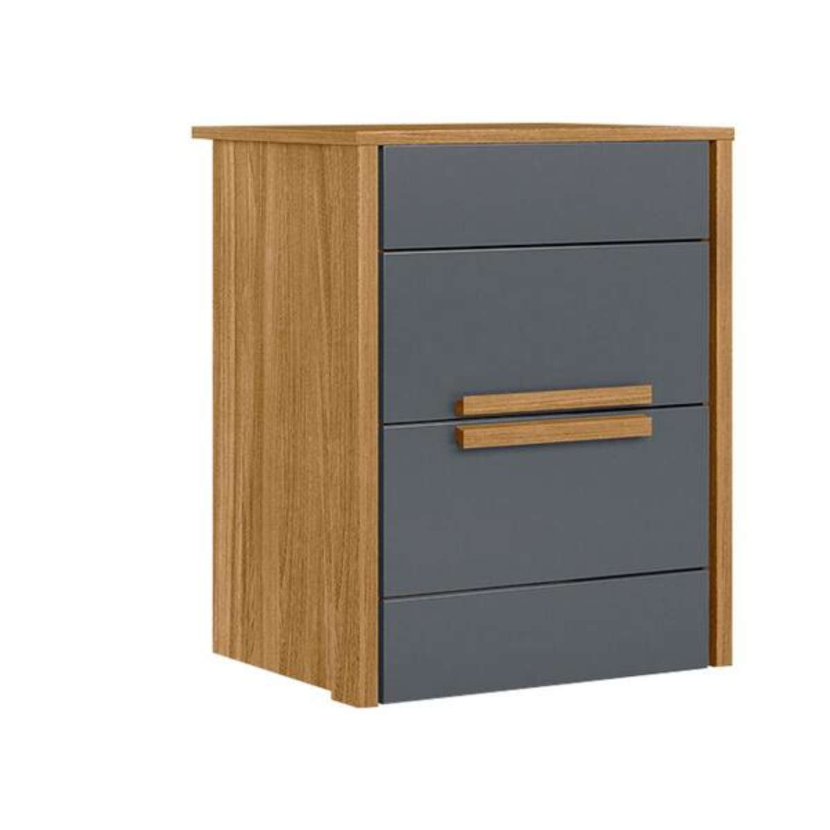 Modern 2 Drawer Bedside Table - Grey
