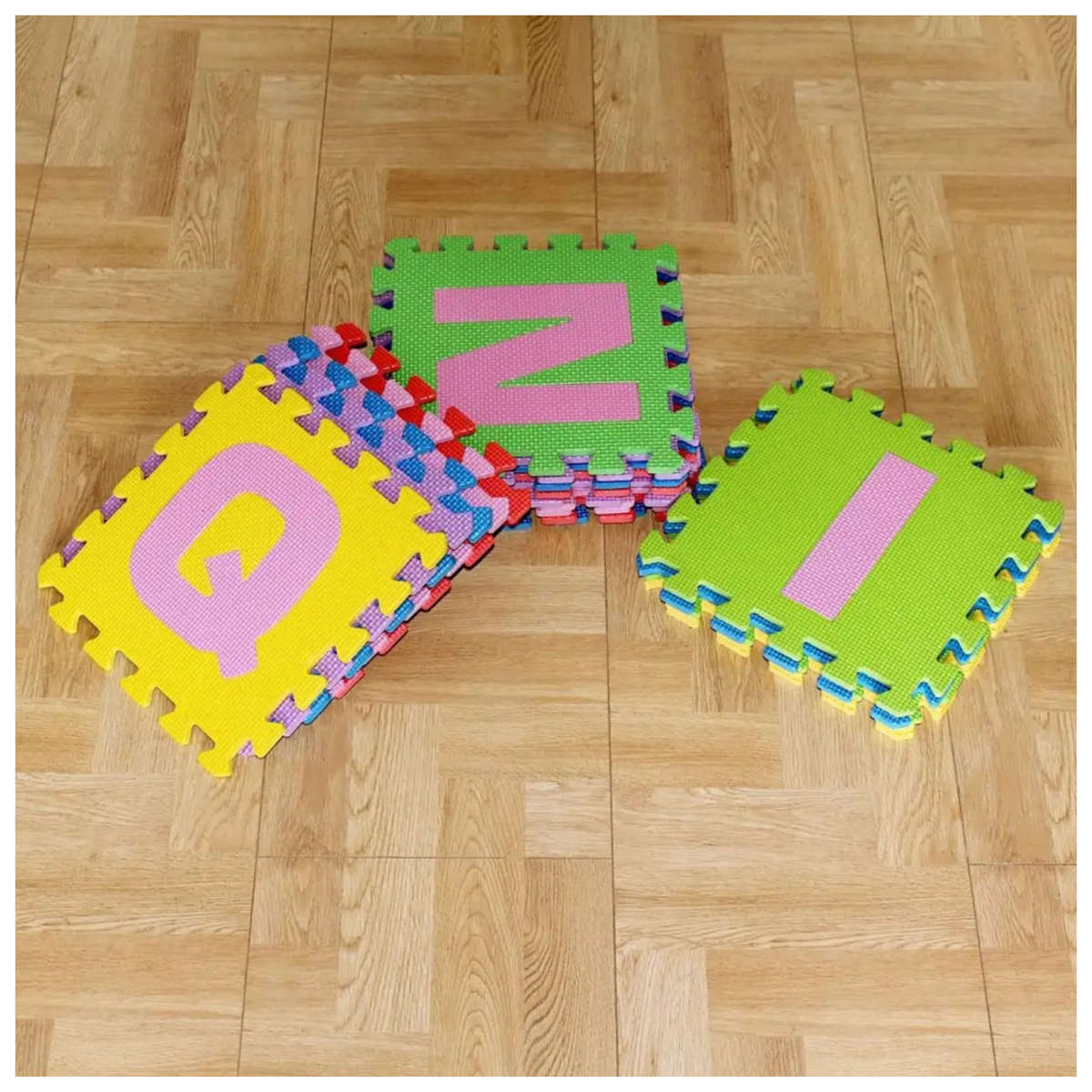 12" x 12" 28Pcs Interlocking Alphabets and Shapes Educational Puzzle Mat