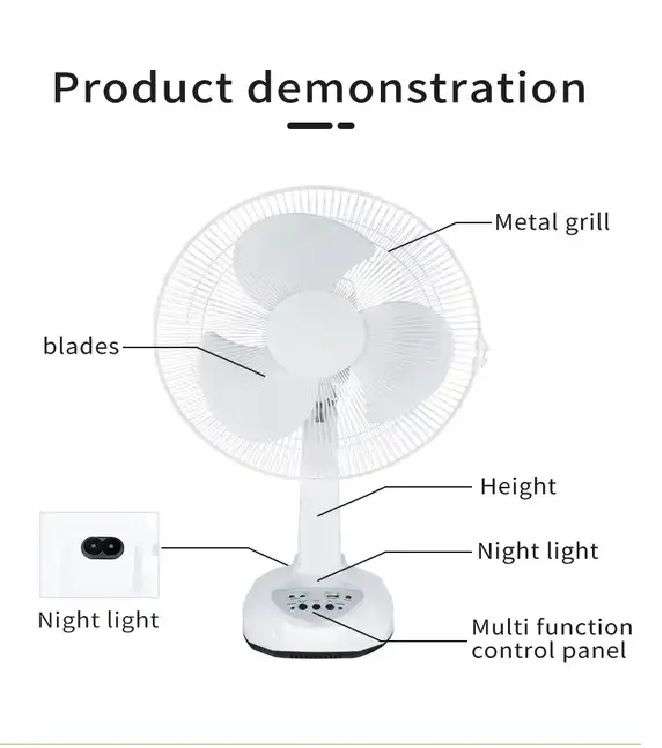 14 inch Rechargeable Solar Electric and Solar Fan Portable With Solar Panel