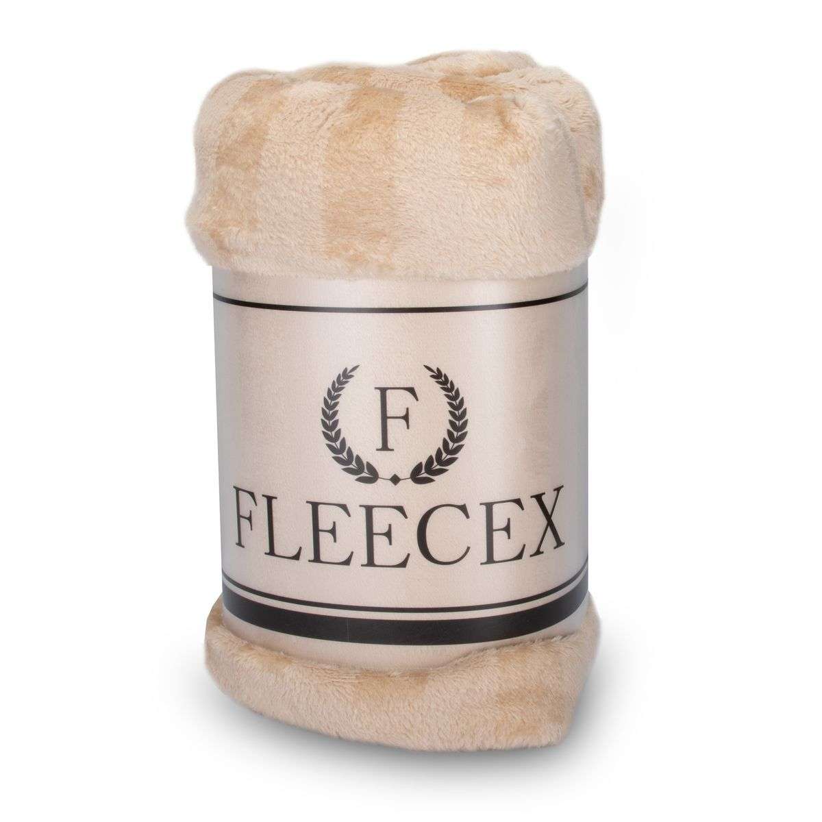 FLEECEX Lightweight Summer Fleece Blanket & Throw-Beige