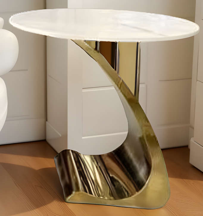 Luxury Modern Coffee Table Set - Marble Top and Gold Base - 2 Piece