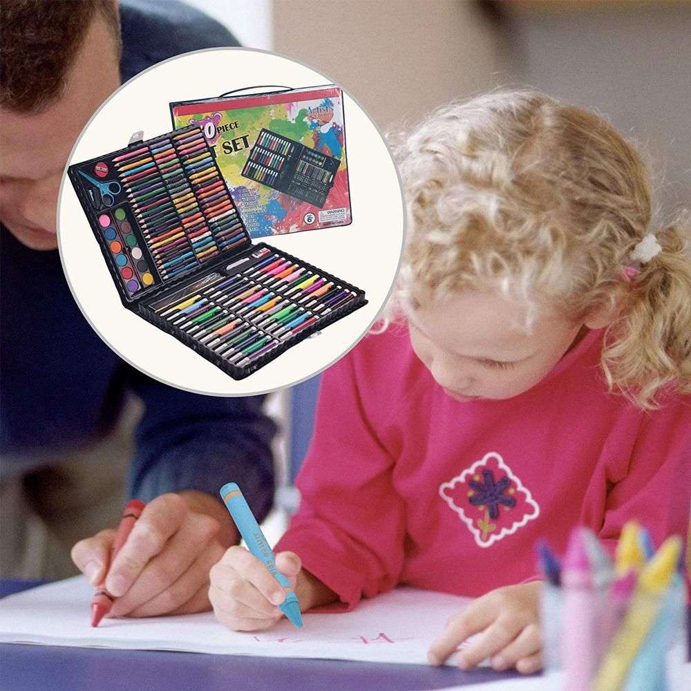 150 Piece Kids Art Set Crayon Oil Pastel Painting Drawing Case Kit