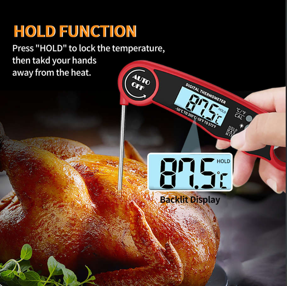 Digital Instant Read Meat Thermometer - Waterproof Kitchen Food Cooking Thermometer with Backlight