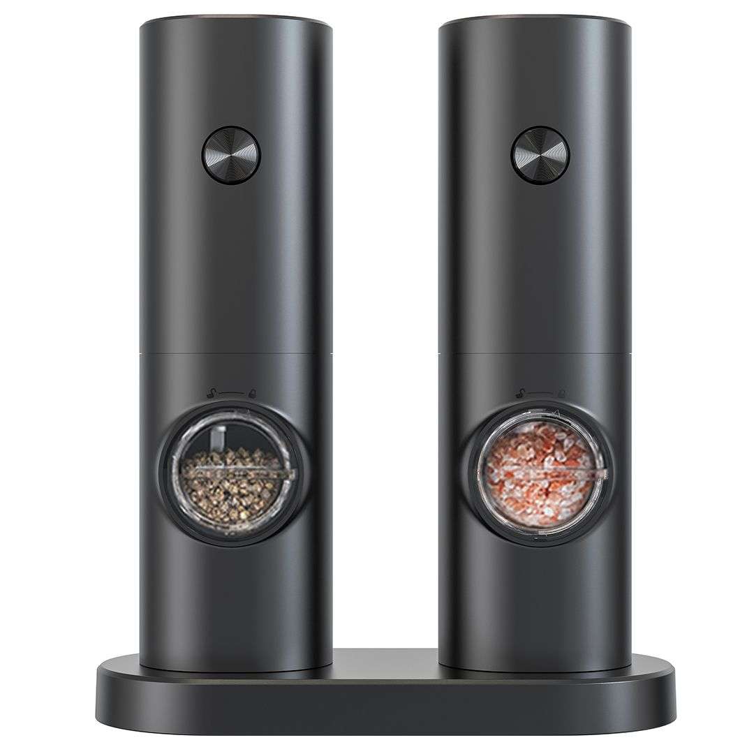 LED Electric Spice Grinder Set 2 Pack Salt and Pepper Mill with Stand