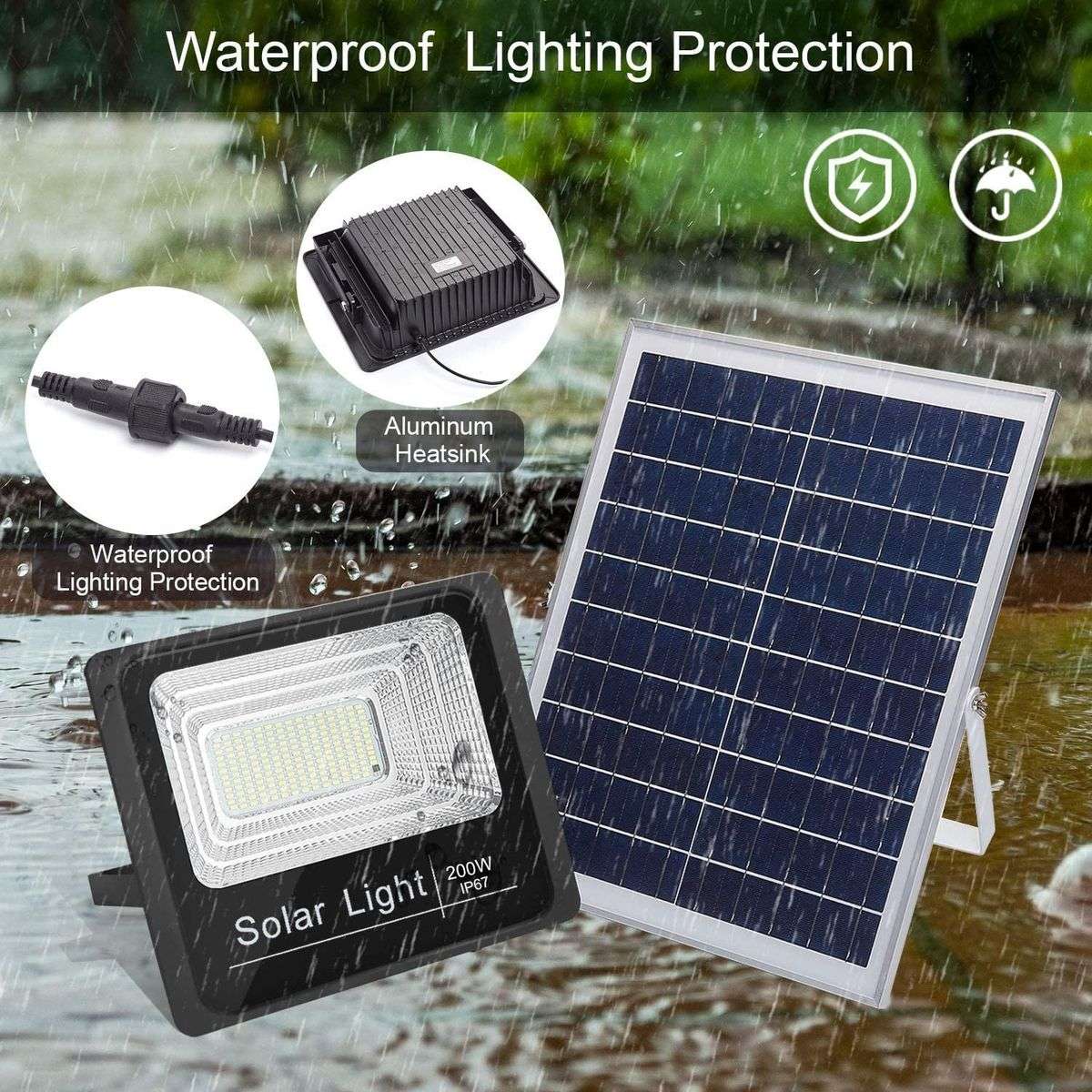 200w Premium LeD Solar Flood Light with Remote-4 Pack