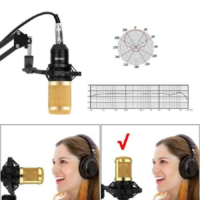BM 800 Condenser Microphone Professional Mic Kit Gold