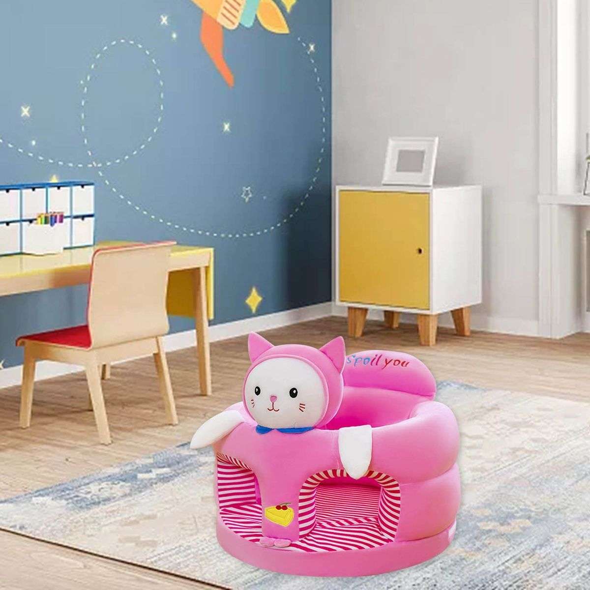 Baby Sofa Support Seat Cover Plush Chair Learning to Sit Comfortable - Grey