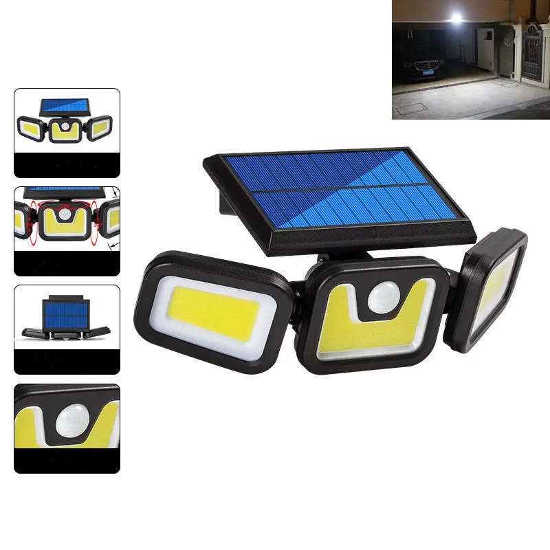 Outdoor Solar Waterproof Safety Wall Lamp - Three-Head Induction - FL-1725B