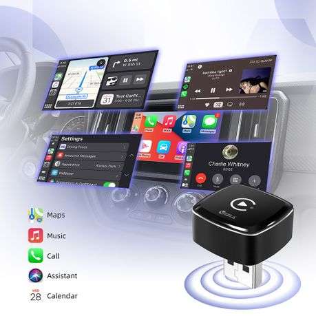Plug-and-Play CarPlay and Android Auto Wireless Connectivity Adapter - USB Bluetooth 5.2
