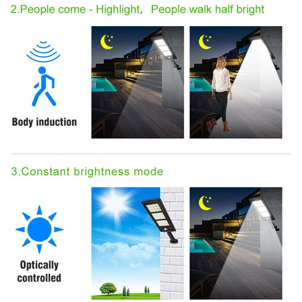 Motion Sensor Solar Powered Street Light Remote Control Street Lamp
