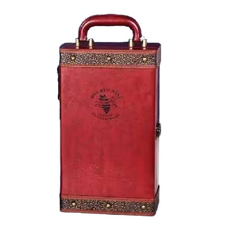 2 Bottle Luxury Wine Box Gift Set - cherry red