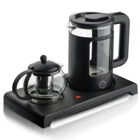 2-in-1 Electric Glass Kettle & Tea Maker Set - 1.8L Kettle + 800ml Teapot