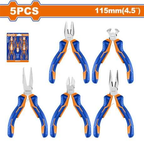 Wadfow - 5Pce Asstd Mini Plier Set - 115mm (4.5") - Wadfow - 5Pce Asstd Mini Plier Set - 115mm (4...