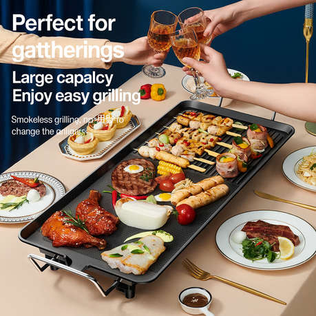 MDMV Electric Grill 1500W Non-Stick Griddle with Adjustable Temperature