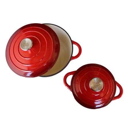 LMA 7 Piece Cast Iron Dutch Oven Cookware Set - Red (PLEASE READ DESCRIPTION)