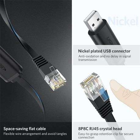 Ugreen - USB-A to RJ45 Console Cable 1.5m - Ugreen - USB-A to RJ45 Console Cable 1.5m