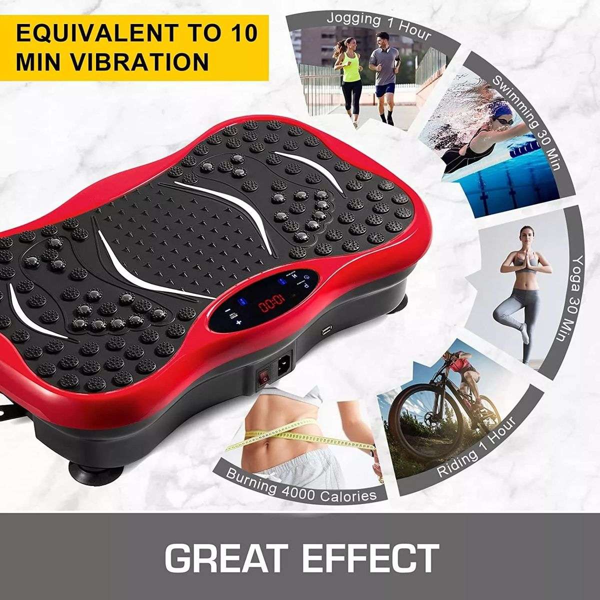 Whole Body Exercise 3D Slim Machine Vibration Plate Fitness Massager - Red