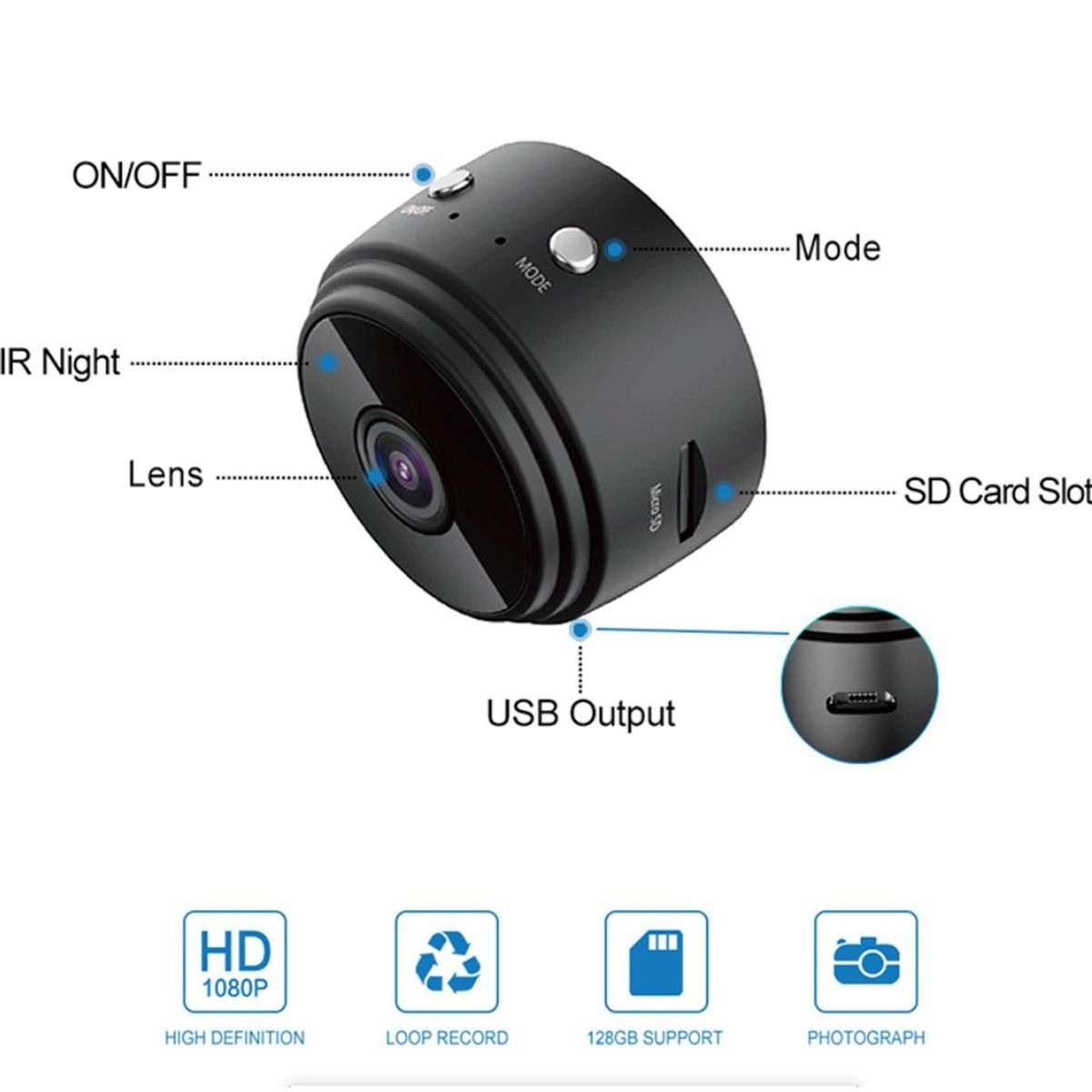 Security 1080P HD Wireless Mini Camera Motion Detection, Recording