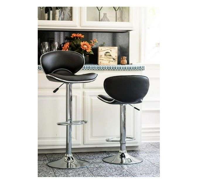 New Bar Adjustable  Bar Stools - Set Of 2-Black