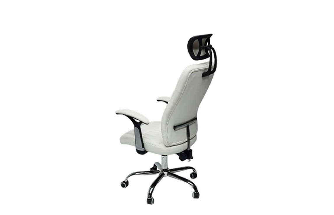 Reclining Office Chair With Head and Arm Rests - White