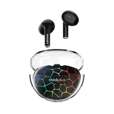 LENOVO - LP80 - RGB Lighting Transparent Design Wireless Earphones - Black