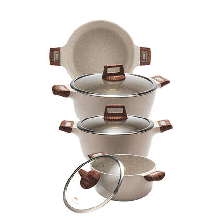 DSP-Non-Stick Casserole Cookware Set 7 In 1 & Glass Lid