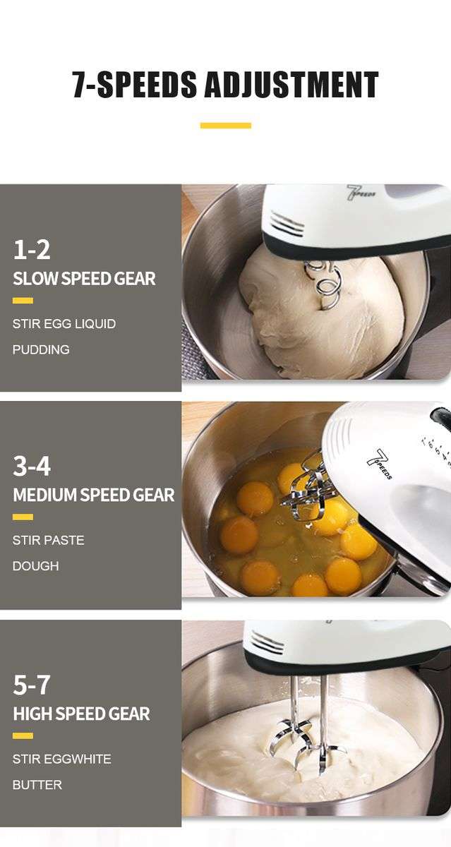 Super 7 speed Electric Hand Mixer With Stainless Bowl