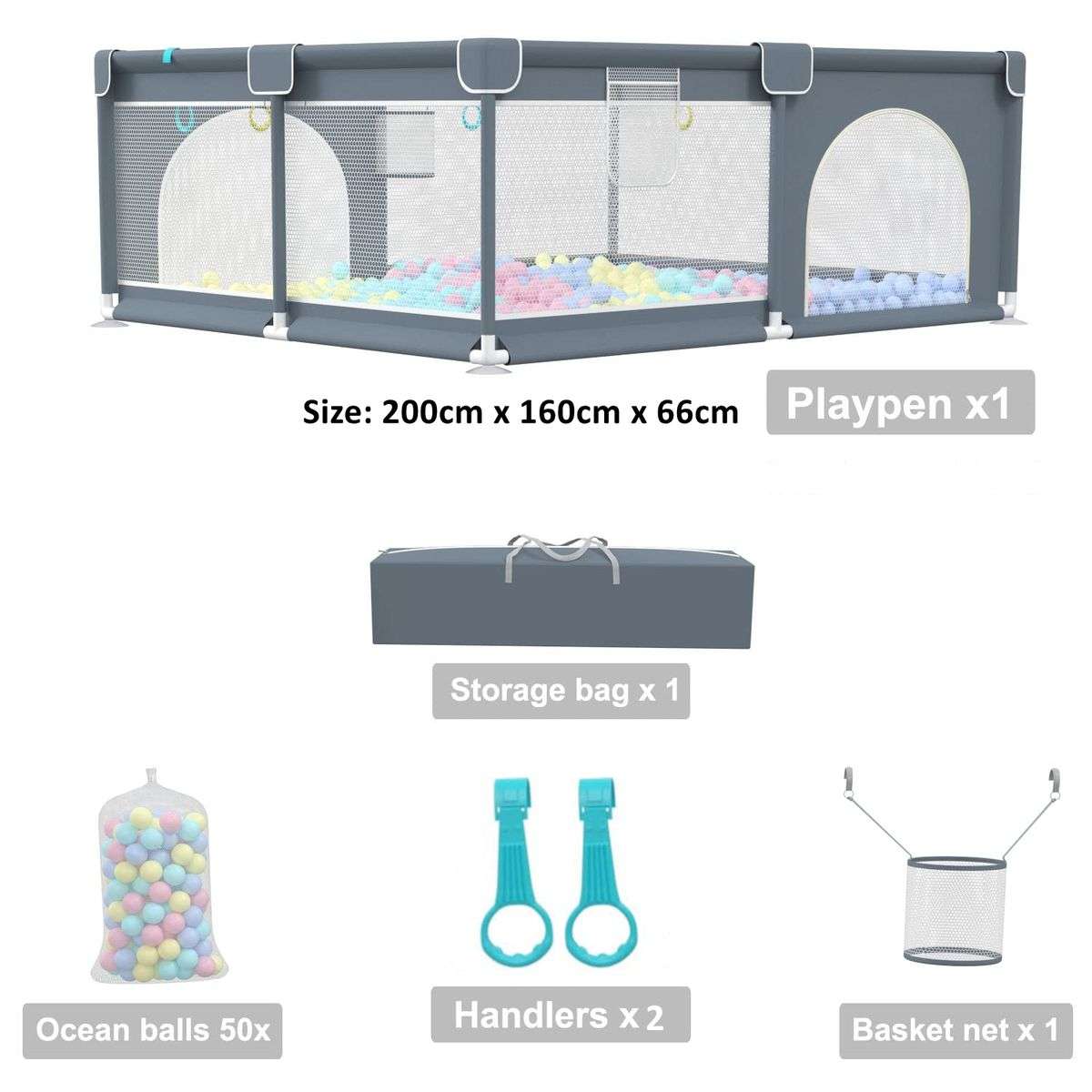 Baby Playpen Activity Center Set-grey